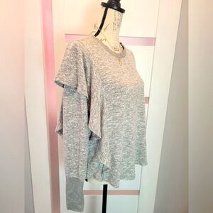Eyeshadow Size Large light Grey Ruffle Trim Sweater